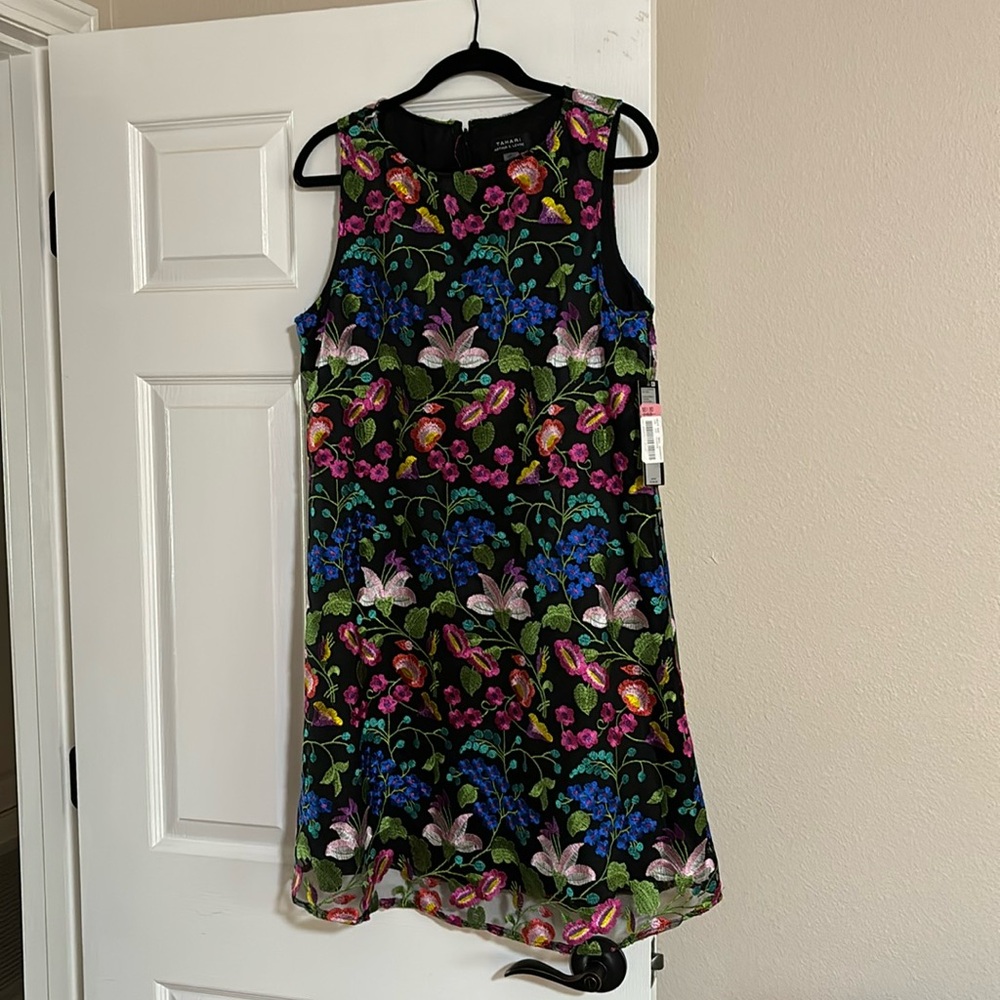 Tahari Embroidered Floral Dress